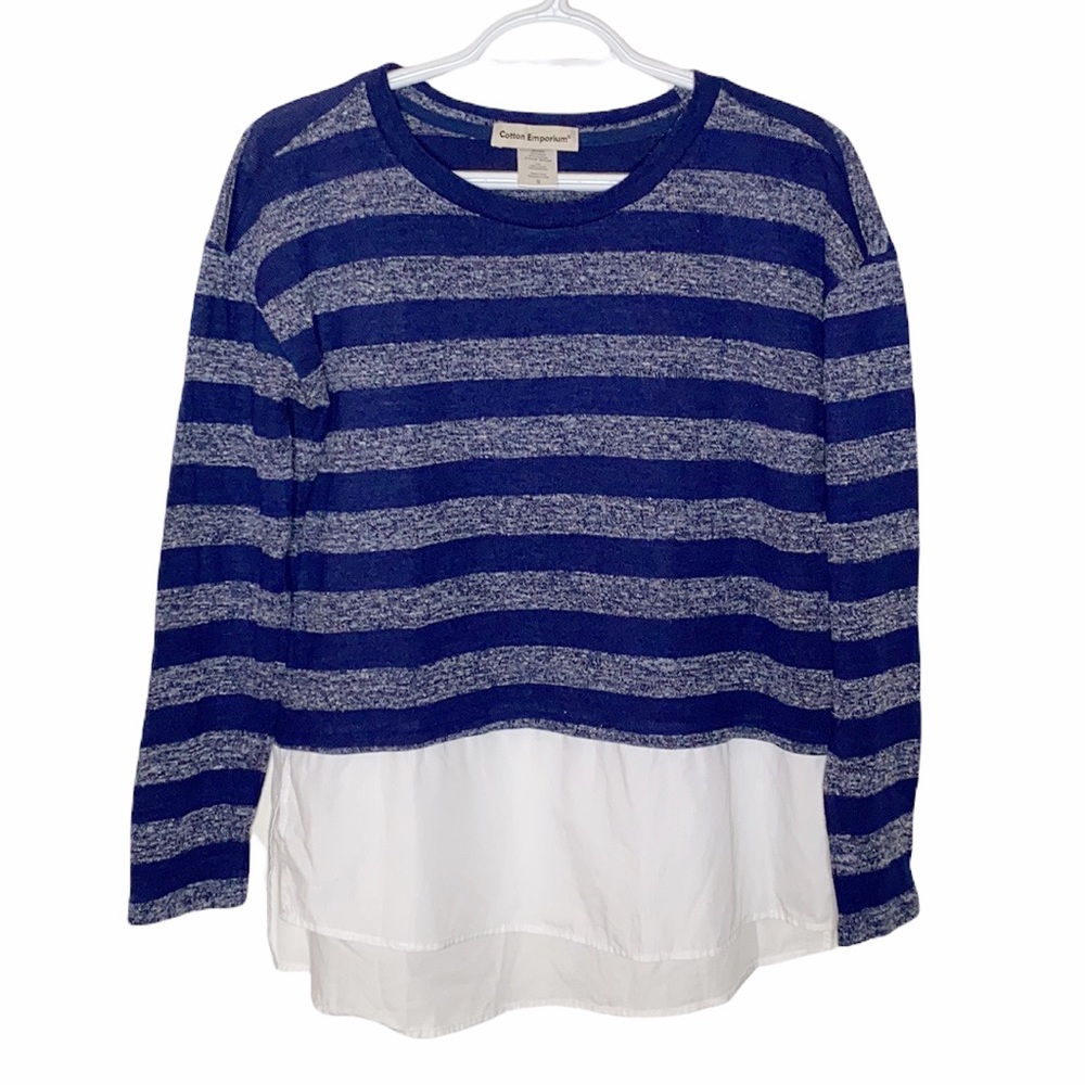 Cotton Emporium striped crop shirttail sweater size S